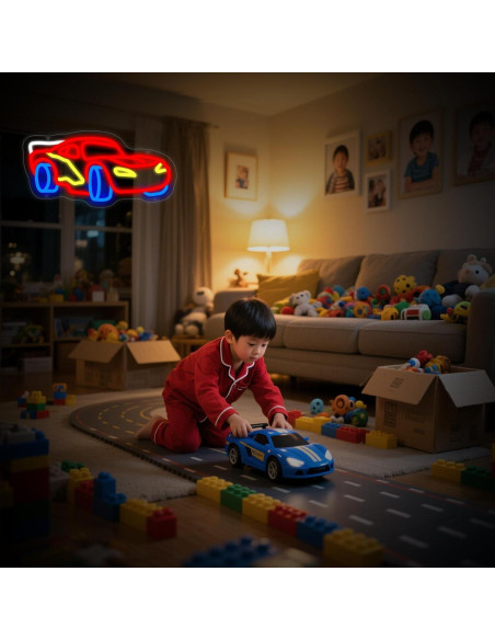 Letrero de Neón LED Moneter Coche de Carreras 33x40.9cm