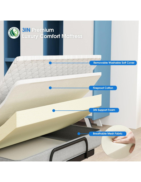 Cama Plegable Fabulis con Colchón Viscoelástico 190.5x96.5cm