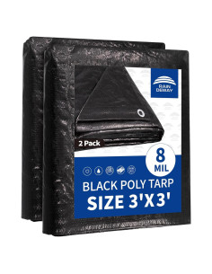 Lona Impermeable Negra RAINDEWAY 3x3m (2 Pcs) Resistente UV