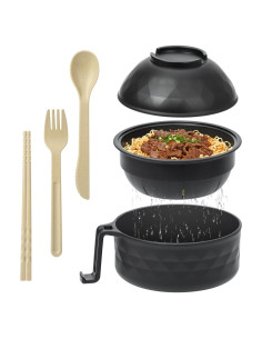Tazón de Ramen MUUBOOX Negro 0.91L Microondas y Lavavajillas