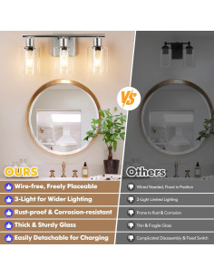 Aplique de Pared Brightever 3 Luces Recargable Dimmable Niquel 2