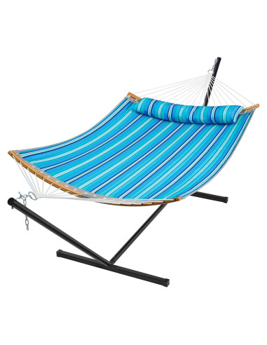 Hamaca Doble con Soporte SUPERJARE Azul Aqua 3.66m 215kg