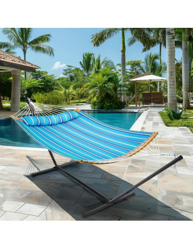 Hamaca Doble con Soporte SUPERJARE Azul Aqua 3.66m 215kg