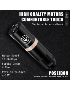 Kit de Tatuaje Inalámbrico POSEIDON HM124 con 20 Agujas 2