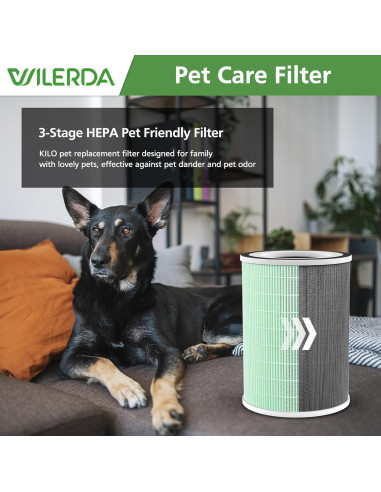 Paquete de 2 Filtros HEPA WILERDA KILO para Mascotas 360