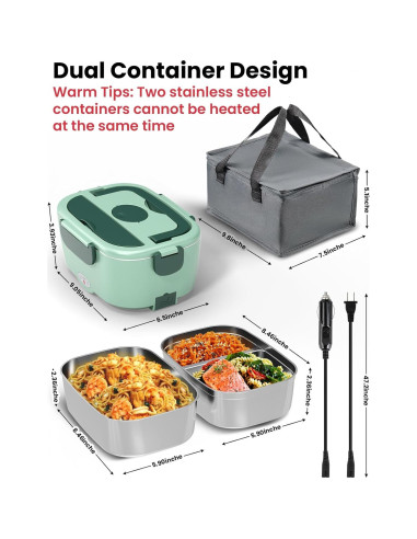 Caja de Almuerzo Eléctrica Sitlais 1.5L Acero Inoxidable 80W