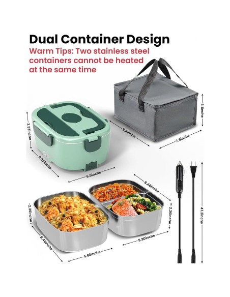Caja de Almuerzo Eléctrica Sitlais 1.5L Acero Inoxidable 80W