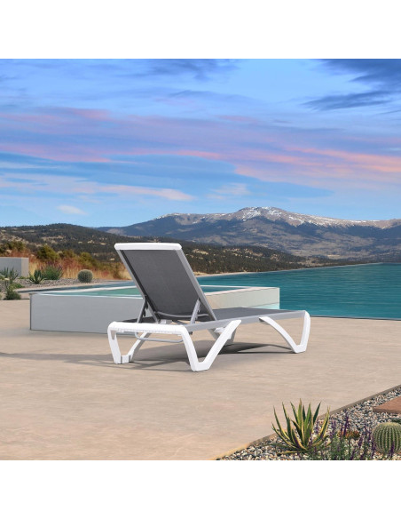 Silla Tumbona Aluminio PURPLE LEAF W01-LG Gris Claro Apilable