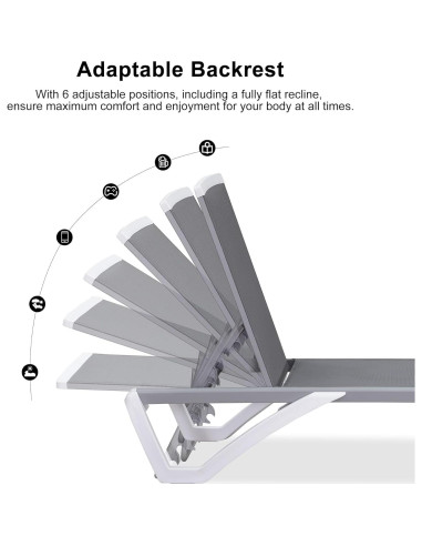 Silla Tumbona Aluminio PURPLE LEAF W01-LG Gris Claro Apilable