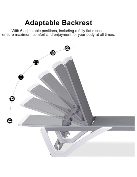 Silla Tumbona Aluminio PURPLE LEAF W01-LG Gris Claro Apilable