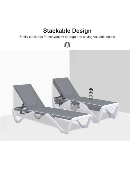 Silla Tumbona Aluminio PURPLE LEAF W01-LG Gris Claro Apilable