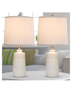 Juego de 2 Lámparas de Mesa Cerámica Blanca EUO 52 cm