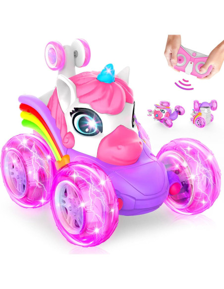 Coche RC ZIZZ Rosa Acrobático 360 para Niñas 4-8 Años Coche RC ZIZZ Rosa Acrobático 360 para Niñas 4-8 Años