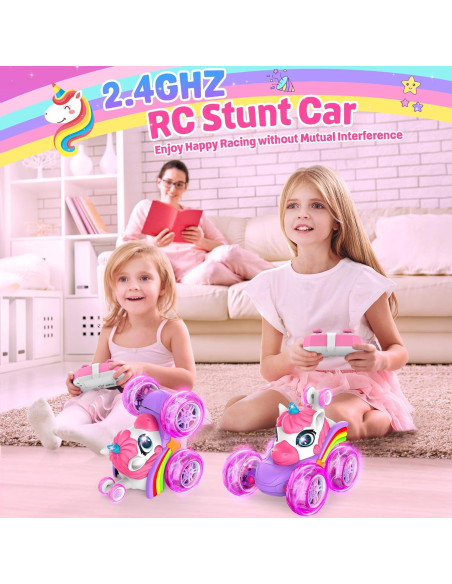 Coche RC ZIZZ Rosa Acrobático 360 para Niñas 4-8 Años Coche RC ZIZZ Rosa Acrobático 360 para Niñas 4-8 Años