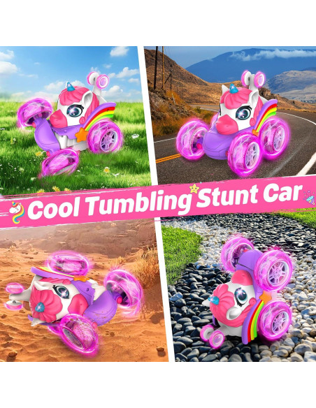 Coche RC ZIZZ Rosa Acrobático 360 para Niñas 4-8 Años Coche RC ZIZZ Rosa Acrobático 360 para Niñas 4-8 Años