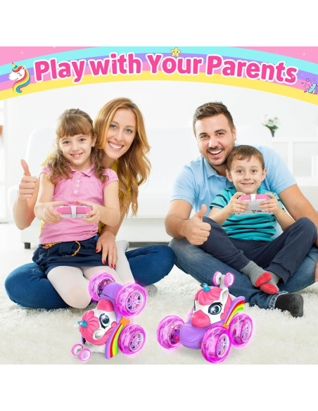 Coche RC ZIZZ Rosa Acrobático 360 para Niñas 4-8 Años Coche RC ZIZZ Rosa Acrobático 360 para Niñas 4-8 Años
