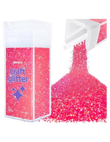 Glitter Fino Rosa Fluorescente Hemway 130g - Manualidades y Cosméticos