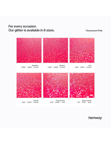 Glitter Fino Rosa Fluorescente Hemway 130g - Manualidades y Cosméticos