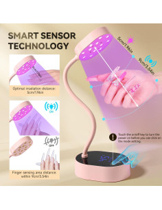 Lámpara UV Recargable AORAEM 36W Cuello de Ganso Rosa 2