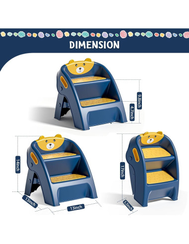 Escalera Plegable para Niños TPN CF123 Antideslizante 2 Pasos