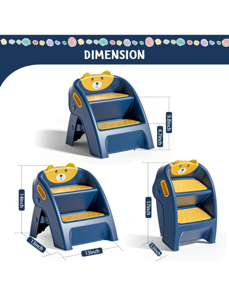 Escalera Plegable para Niños TPN CF123 Antideslizante 2 Pasos