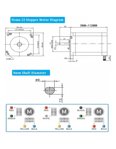 Kit Controlador CNC 3 Ejes TOSEASTARS Motor Nema23 3Nm