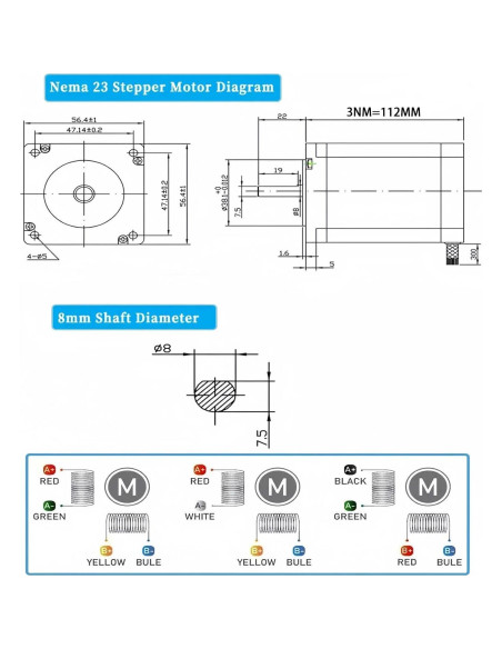 Kit Controlador CNC 3 Ejes TOSEASTARS Motor Nema23 3Nm