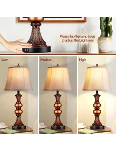 Juego de 2 Lámparas de Mesa PARTPHONER Táctil 68.58 cm Bronce 2