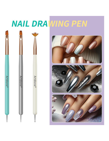 Kit de Pinceles para Arte de Uñas Artdone - 7 Piezas