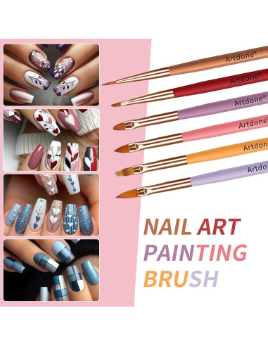 Kit de Pinceles para Arte de Uñas Artdone - 7 Piezas