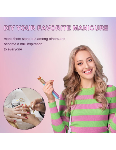 Kit de Pinceles para Arte de Uñas Artdone - 7 Piezas