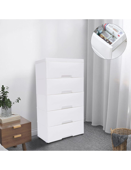 Cajonera de Plástico HYYKJ-US con 6 Cajones y Ruedas 50x35x102cm