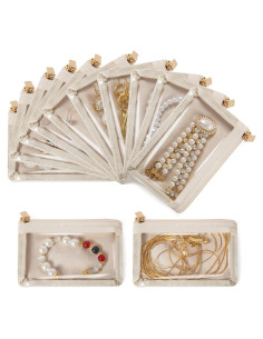 12 Bolsas de Joyería de Viaje FREEAMG Beige con Cremallera