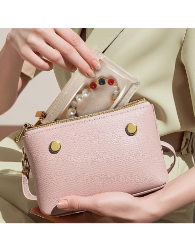 12 Bolsas de Joyería de Viaje FREEAMG Beige con Cremallera