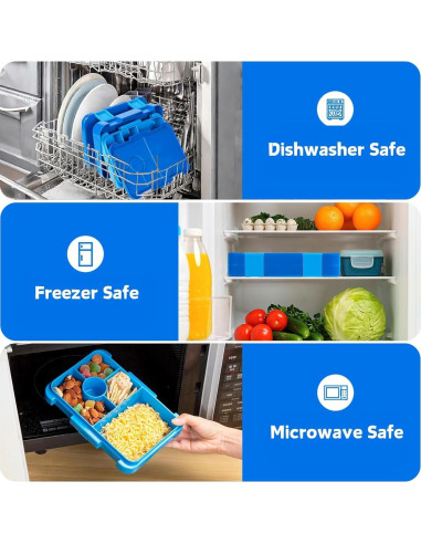 Caja de Almuerzo Bento Azul para Niños 6 Compartimentos BPA Free