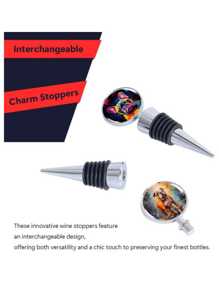 Juego de 2 tapones de vino Poseidon Protect Bulldog acero