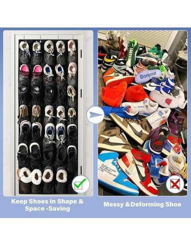 Organizador de zapatos colgante Teikou 24 bolsillos negro