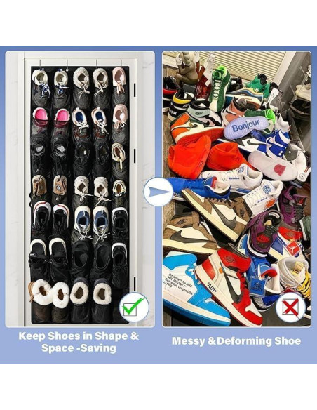Organizador de zapatos colgante Teikou 24 bolsillos negro