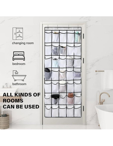 Organizador de zapatos colgante Teikou 24 bolsillos negro