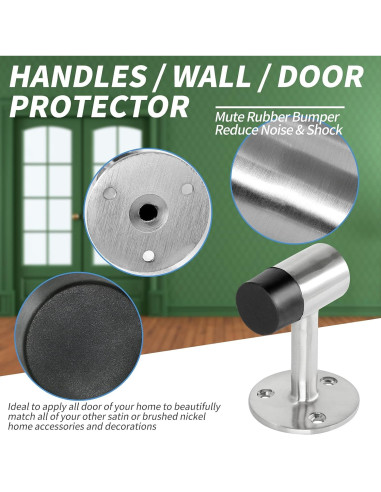 10 Soportes de Puerta Acero Inoxidable Masendelk 75mm