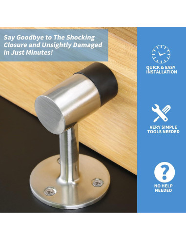 10 Soportes de Puerta Acero Inoxidable Masendelk 75mm