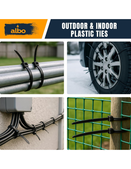 Bridas Blancas ALBO 6" Nylon 1000 Piezas 40 lb Resistentes UV