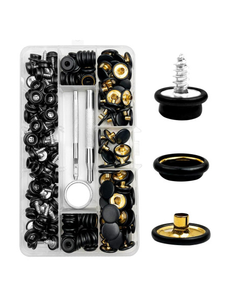 Kit de 150 Botones de Lona GTAAOY con Tornillos de Acero Inoxidable 10mm