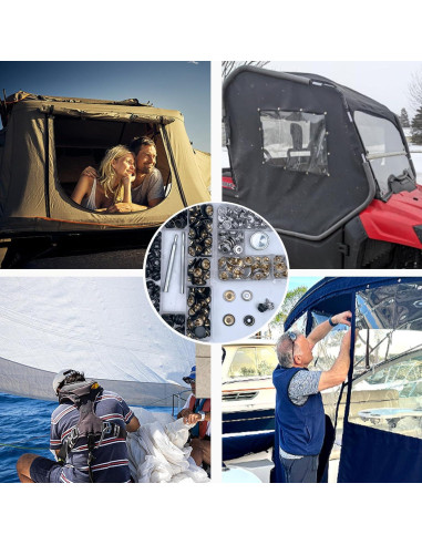 Kit de 150 Botones de Lona GTAAOY con Tornillos de Acero Inoxidable 10mm