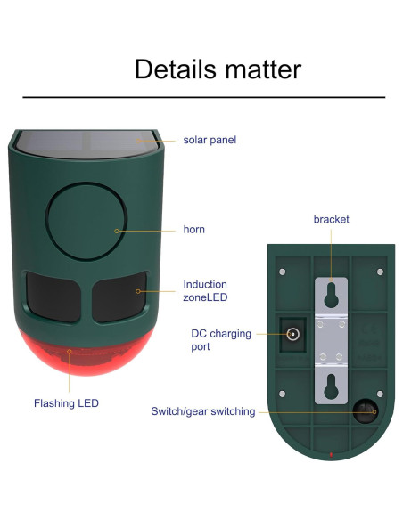 Alarma Solar de Movimiento QXMH 110dB para Exteriores