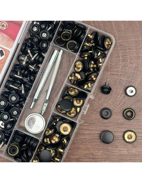 Kit de 150 Botones de Lona GTAAOY con Tornillos de Acero Inoxidable 10mm