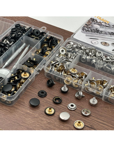 Kit de 150 Botones de Lona GTAAOY con Tornillos de Acero Inoxidable 10mm