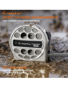Cinta Métrica Autocierre 7.62m Crosstar Doble Cara Acero Inoxidable 2