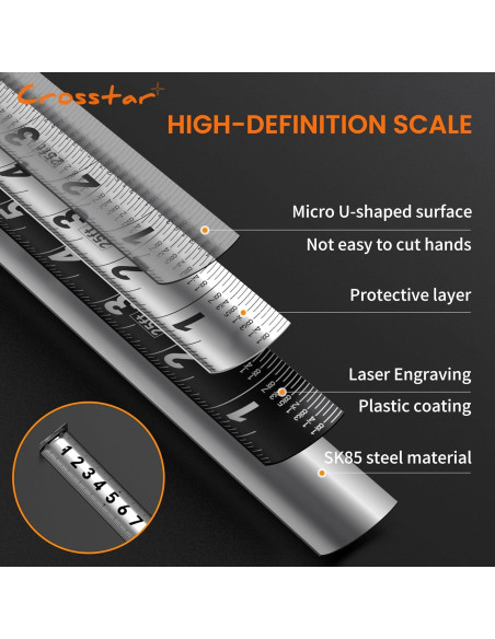Cinta Métrica Autocierre 7.62m Crosstar Doble Cara Acero Inoxidable