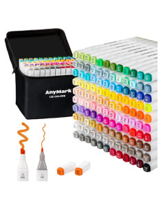 Set de 120 Marcadores de Alcohol AnyMark Doble Punta Multicolor